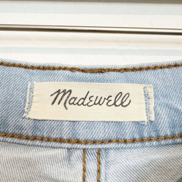 Madewell Denim High Rise Mid Length Jean Shorts Modest Bermuda Light Wash 23 - Picture 6 of 10